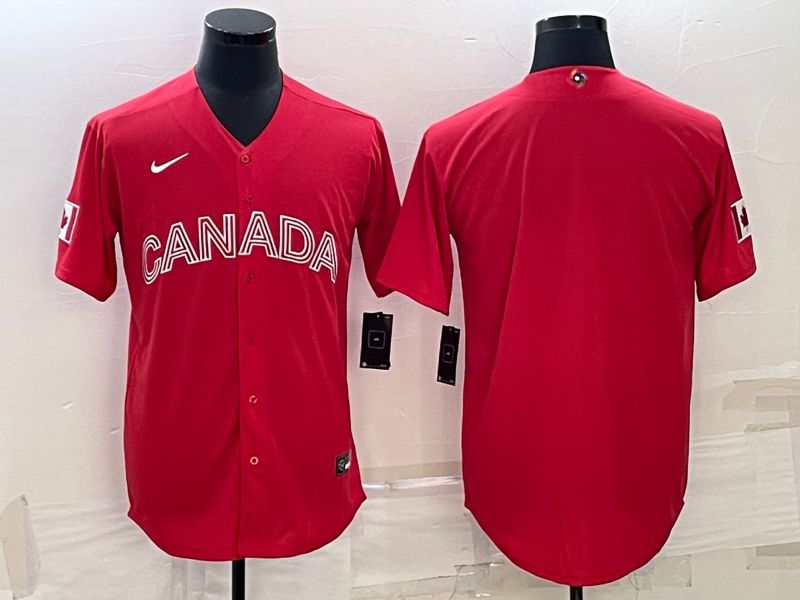 Men 2023 World Cub Canada Blank Red Nike MLB Jersey->more jerseys->MLB Jersey